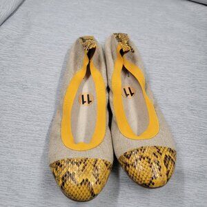 CL by Laundry Yellow and Tan Snakeskin Flat